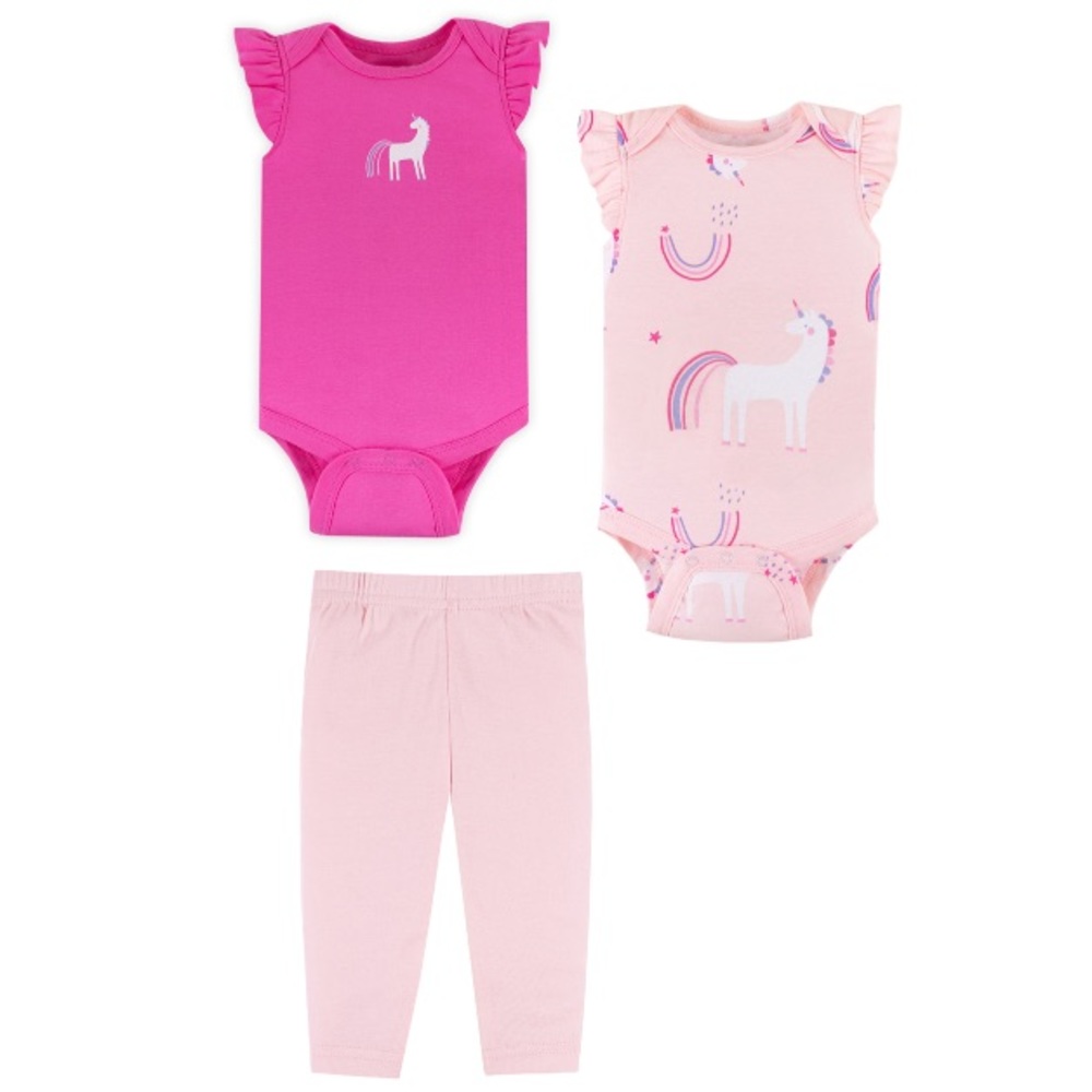 Little Star Natural Cotton Baby Girls Flutter Sleeve Bodysuit/Pants
